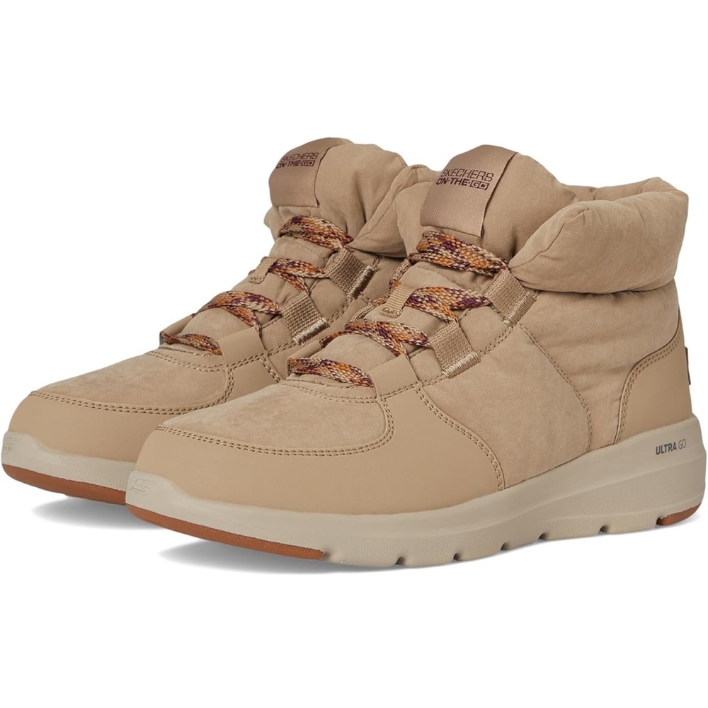 NIB Skechers Go Walk cushioned comfy Boots Glacial Ultra Trend Up, tan, 9